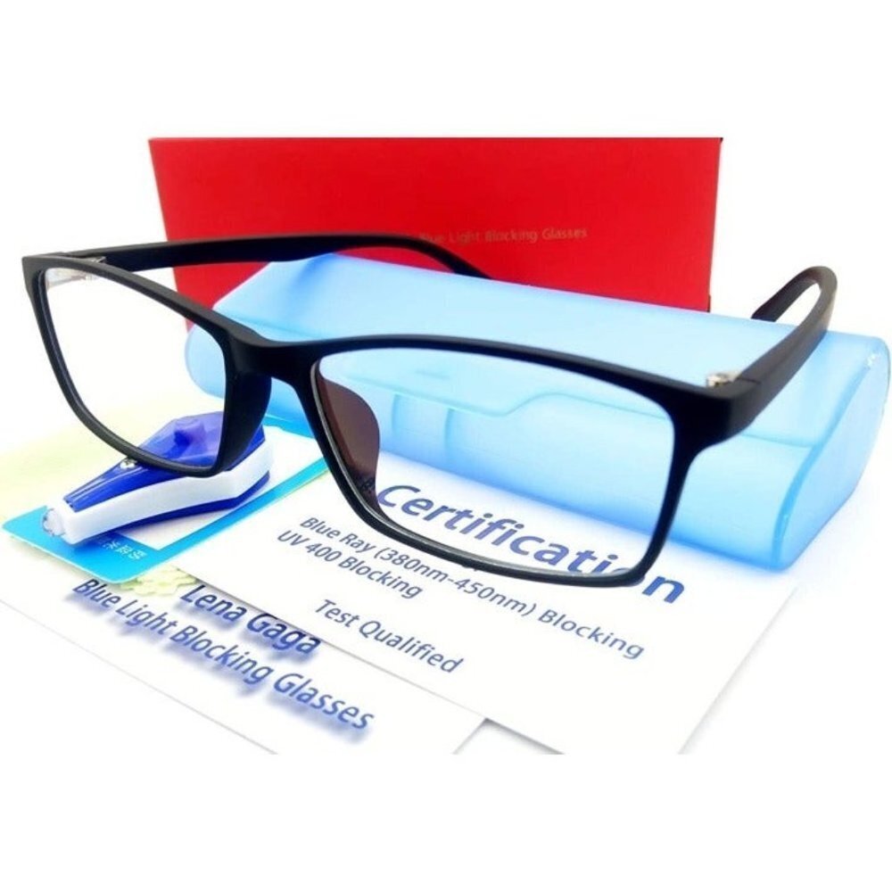 Lena Gaga Blue Light Block Glasses Black Lightweight Frame